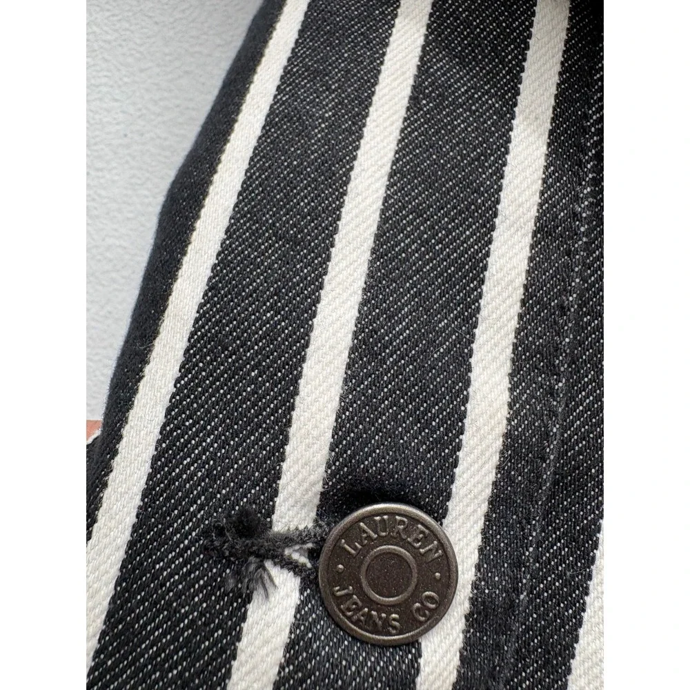 Lauren Ralph Lauren Striped Denim Shirt Jacket Black White 3X Plus Size - Picture 8 of 8